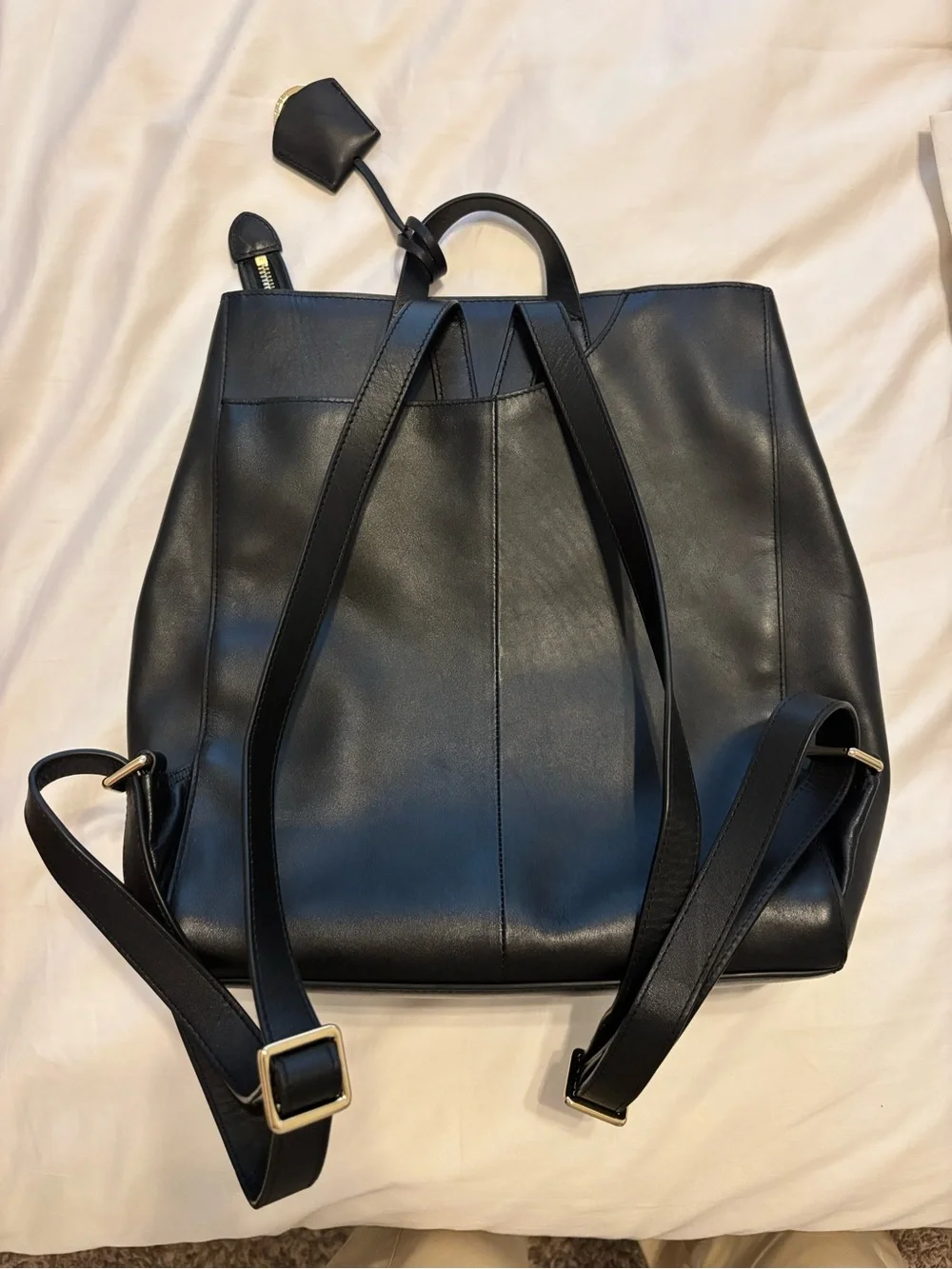 RADLEY LONDON Black Leather Backpack with Gold Zip Detail